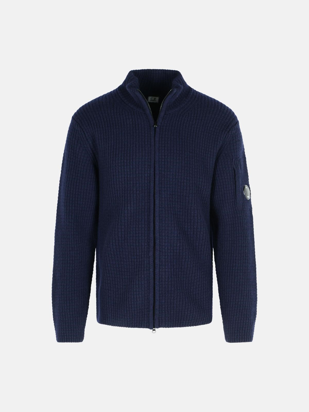 NAVY WOOL BLEND SWEATER - 1