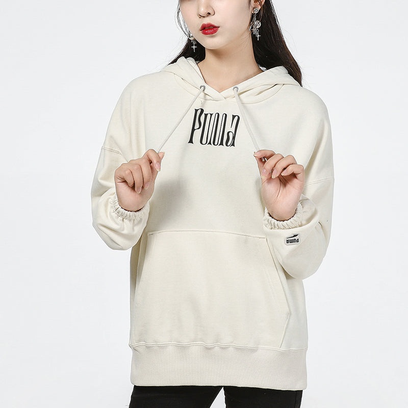 (WMNS) PUMA Downtown Graphic Hoodie 'White' 533049-73 - 4