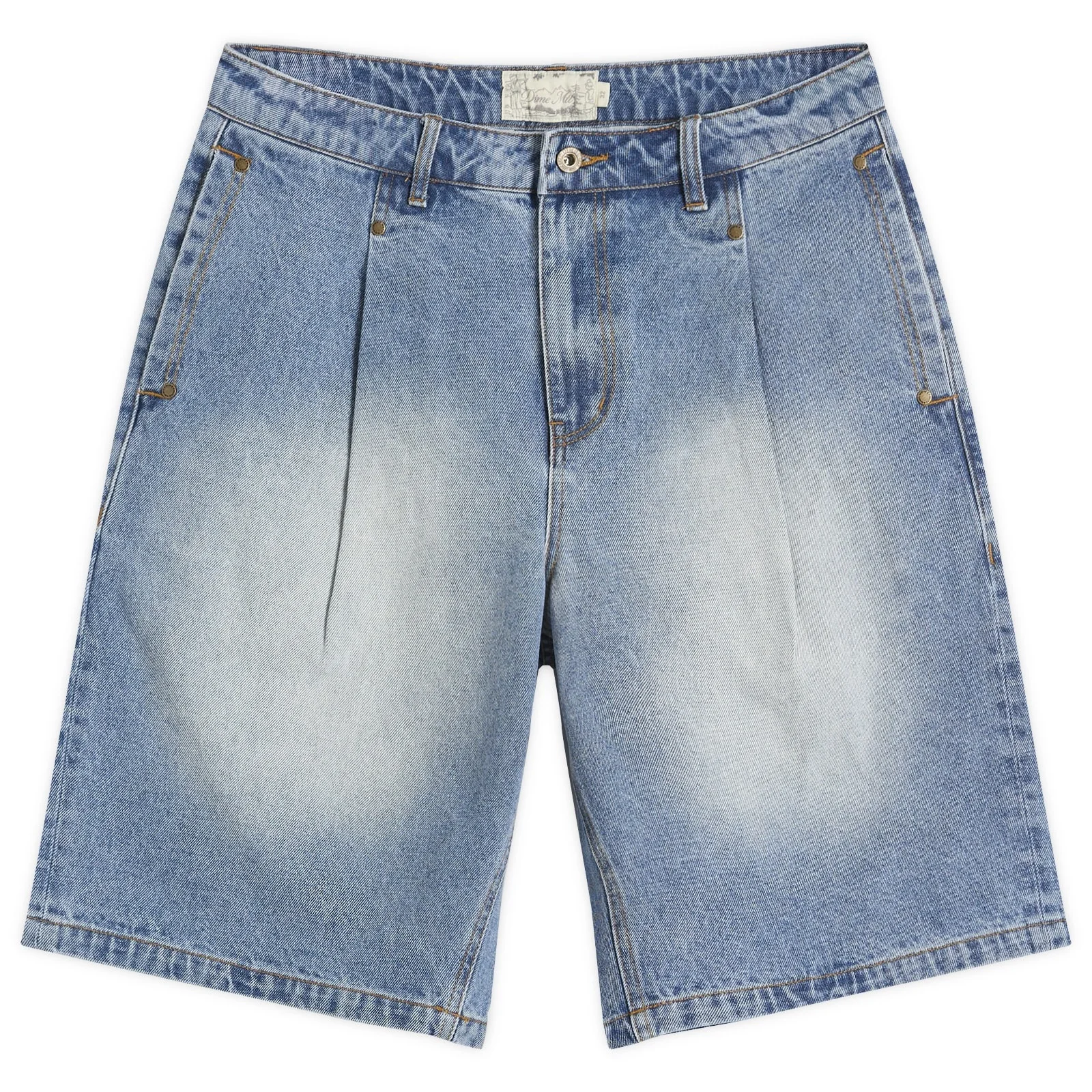 Dime Pleated Denim Shorts - 1