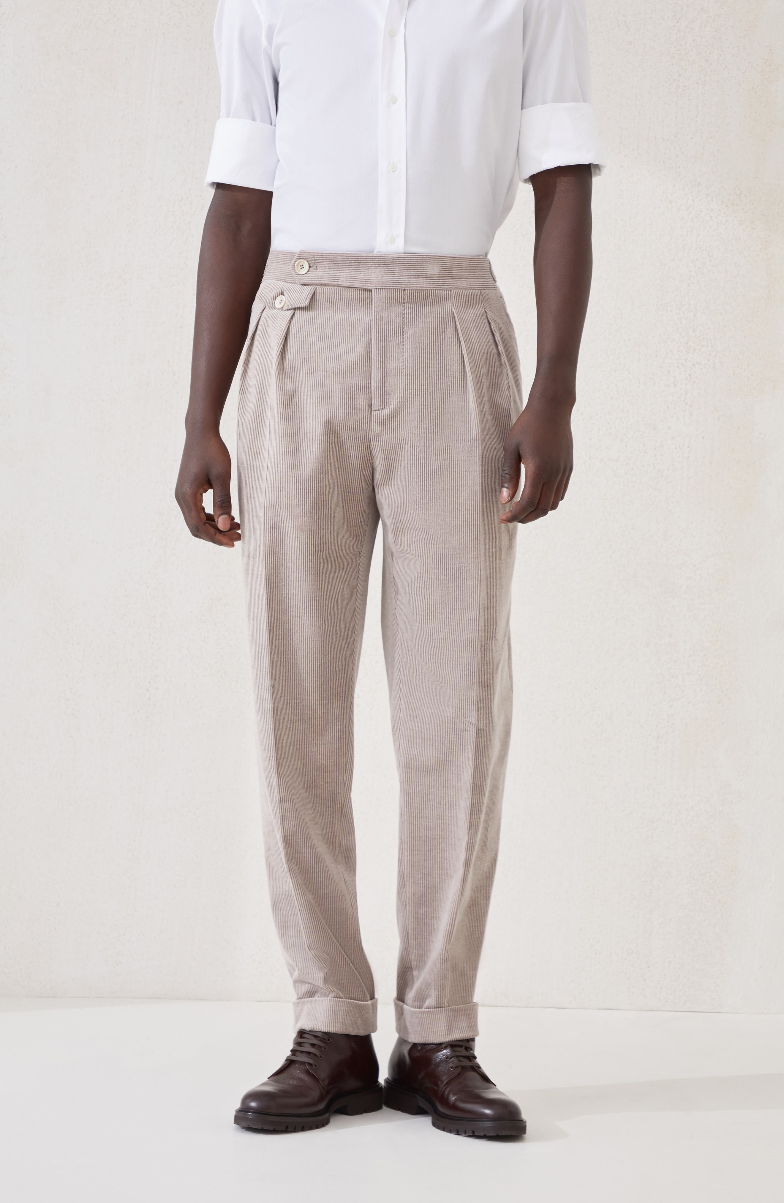 Brunello Cucinelli Trousers with double pleats and tabs in Bark at Nordstrom - 2