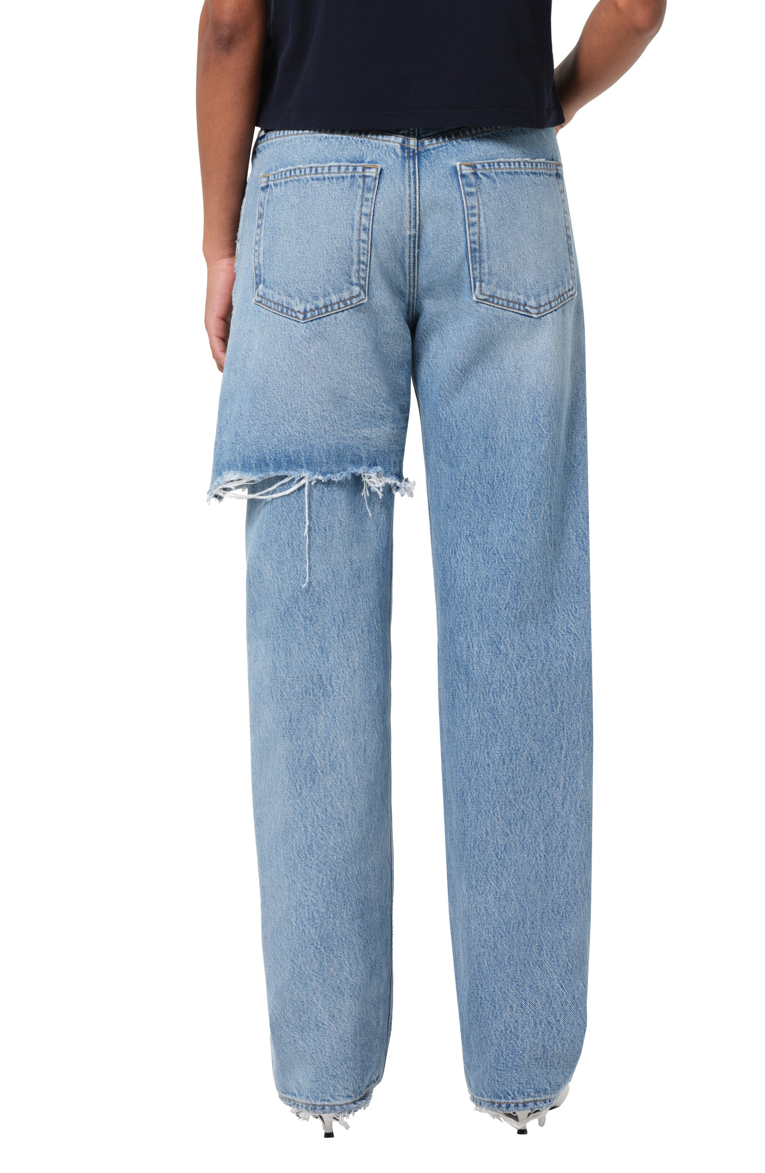 AGOLDE Amryn Double Layer Ripped Straight Leg Jeans in Release at Nordstrom - 2