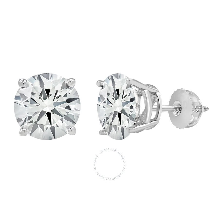 Brilliant Diamond - Brilliant Diamond 14KT White Gold 3.00 Carat Round Cut Lab Grown Diamond Stud Earrings for Women - 2