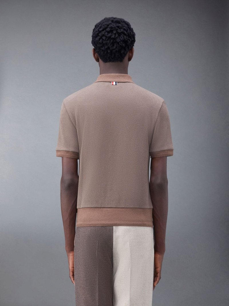 Thom Browne Thermal Rib Ottoman Stripe Short Sleeve Polo outlook