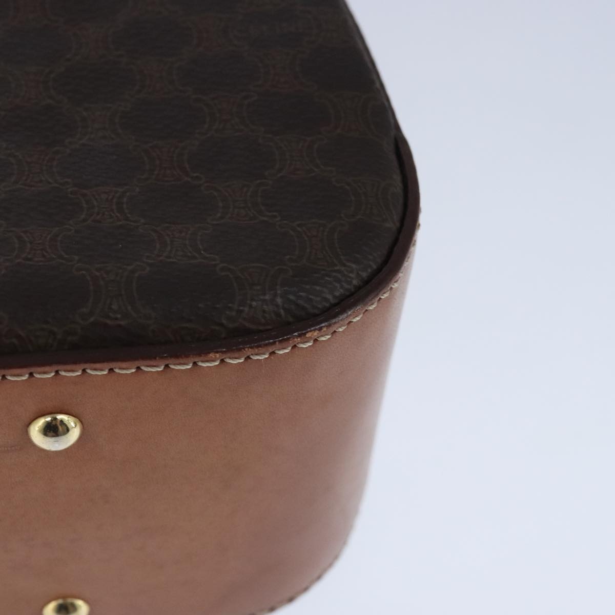 CELINE Macadam Canvas Hand Bag Pvc Leather Brown Gold - 13