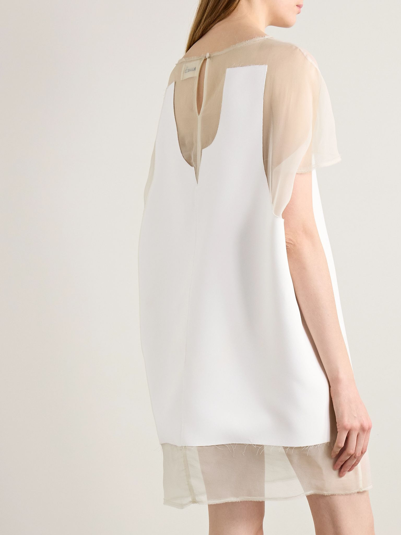 Winona paneled crepe and chiffon mini dress White - 4