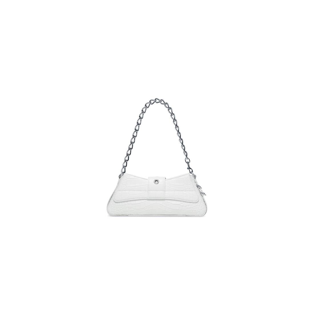 Women's Lindsay Small Shoulder Bag With Strap Crocodile Embossed in Off White 5