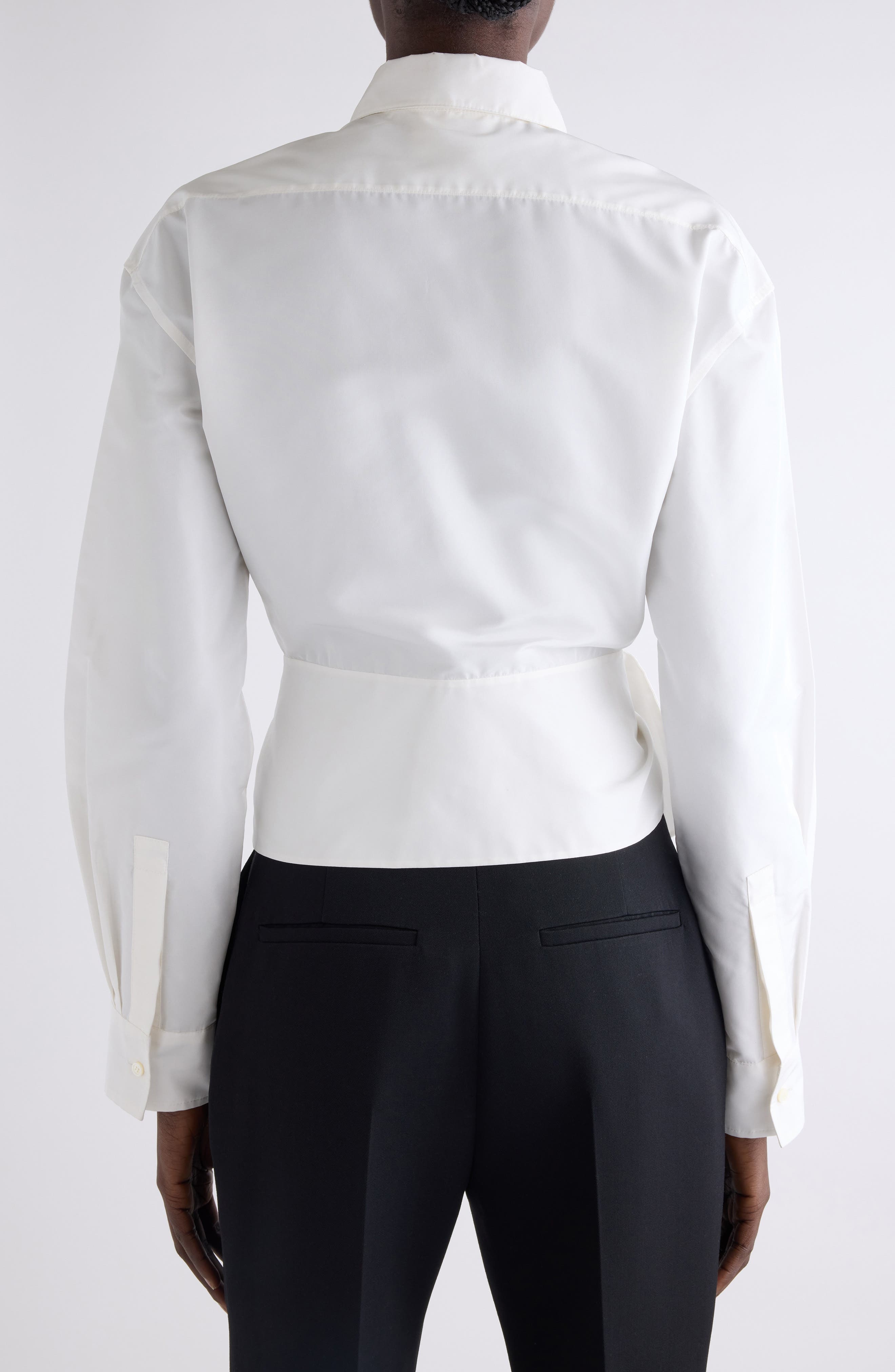 Givenchy Bow Taffeta Button-Up Shirt in Off White at Nordstrom - 2