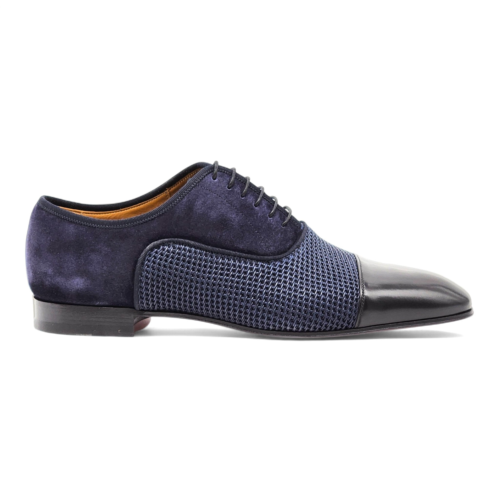 Christian Louboutin Greggo Leather and Suede Oxford Shoes Blue EU 42 US 9 - 2
