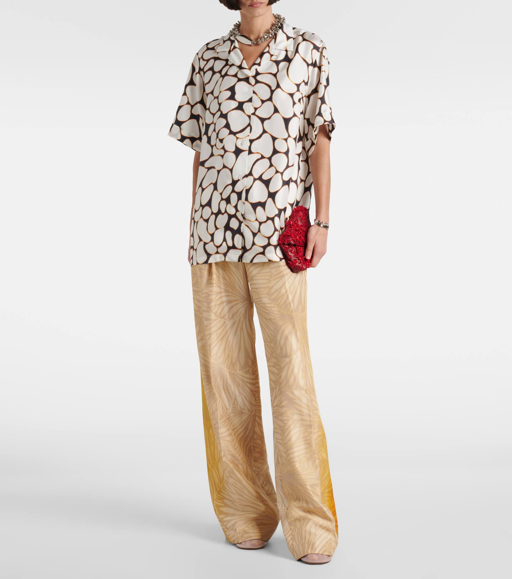 Porters printed silk wide-leg pants - 2