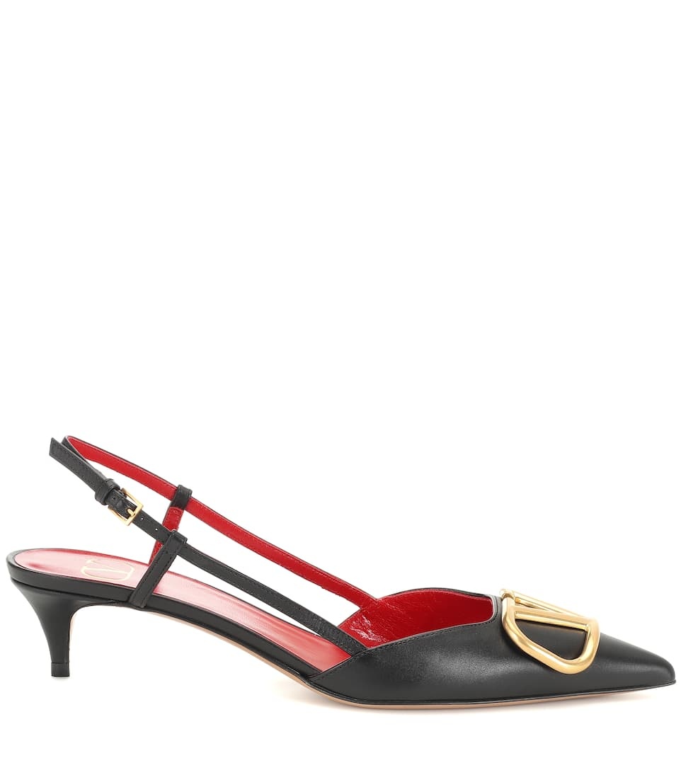 Valentino Garavani VLOGO leather slingback pumps - 4