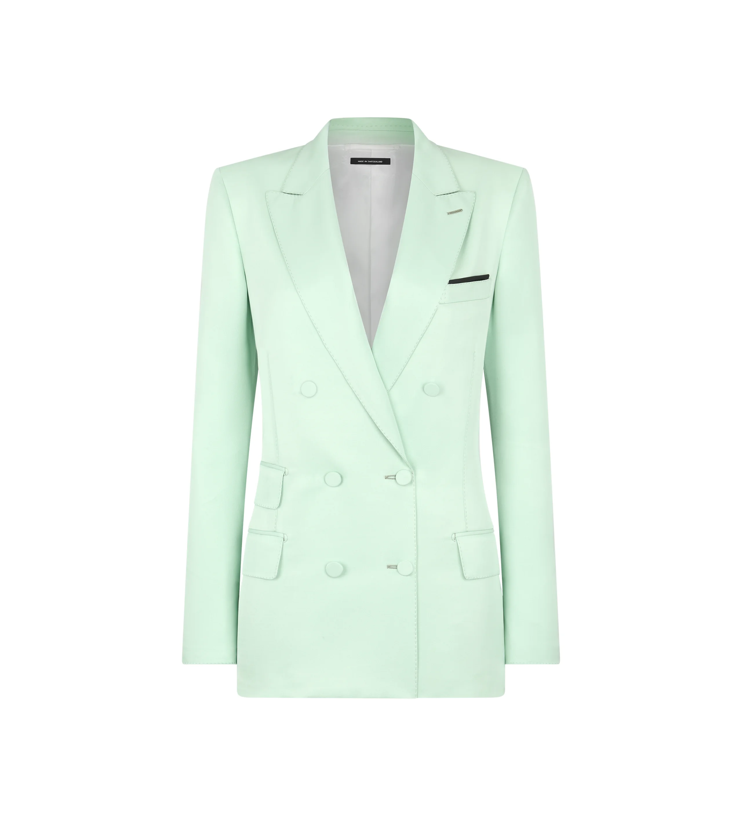 DOUBLE BREASTED PEAK LAPEL JACKET HEAVY SILK TWILL - 1