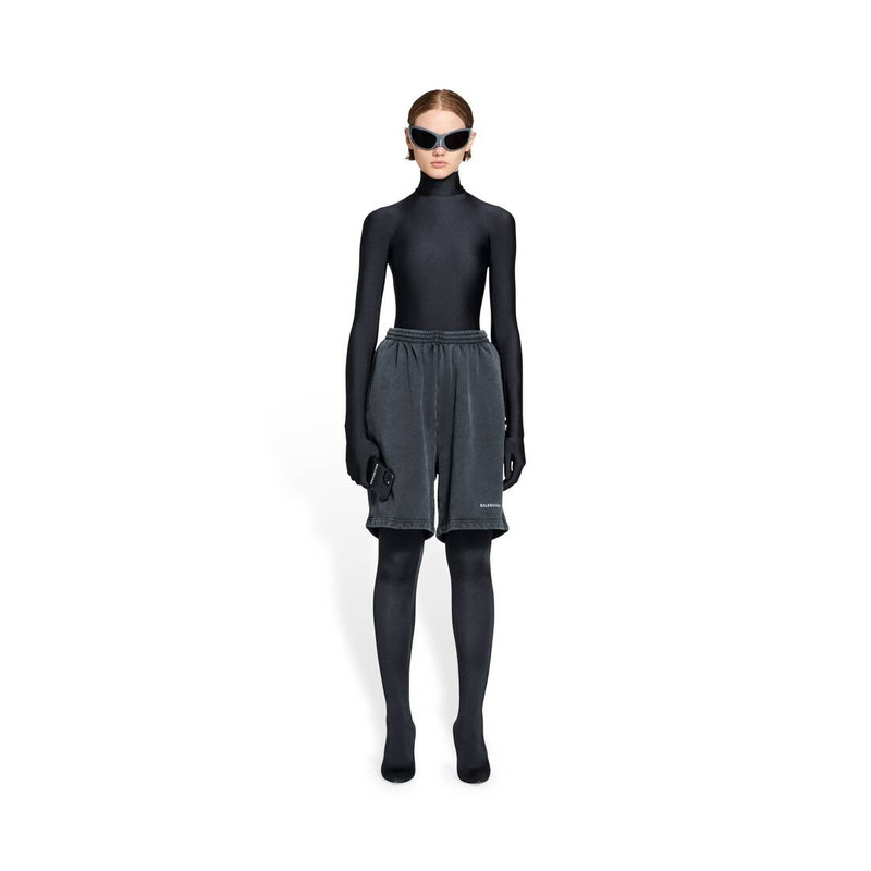 BALENCIAGA Women's Political Campaign Sweat Shorts in Black outlook