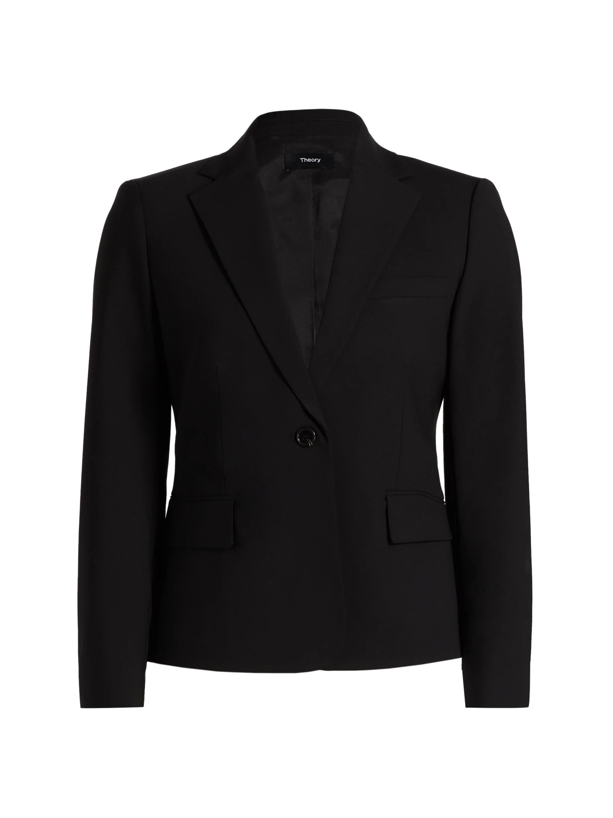 Women's Slim-Fit Wool Single-Breasted Jacket - Black - 1