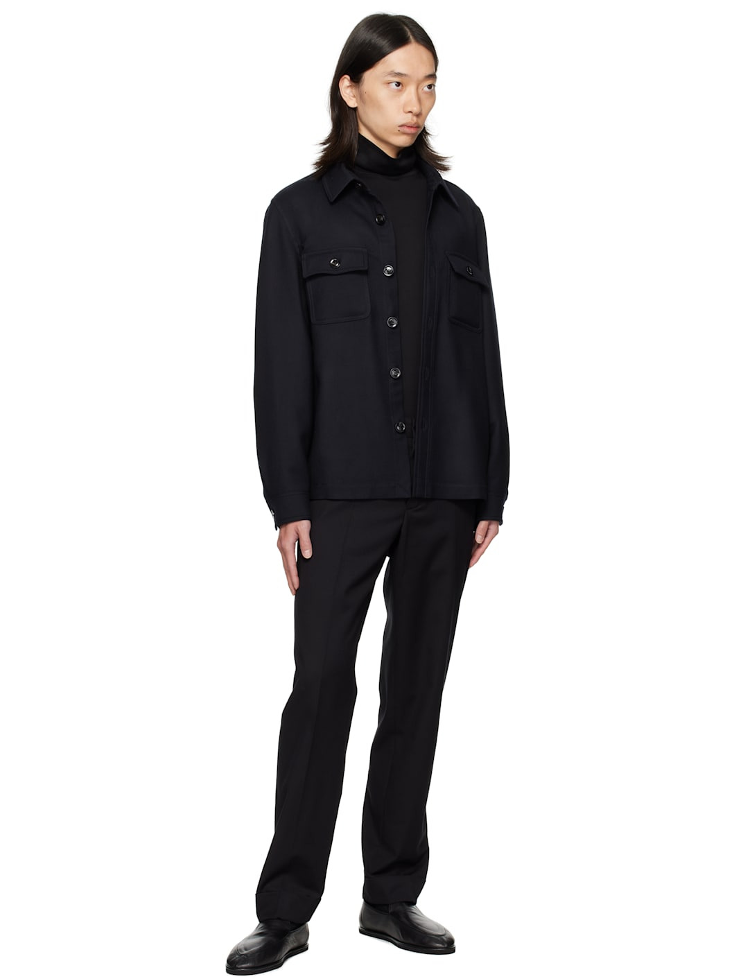 Black Button Tab Trousers - 4