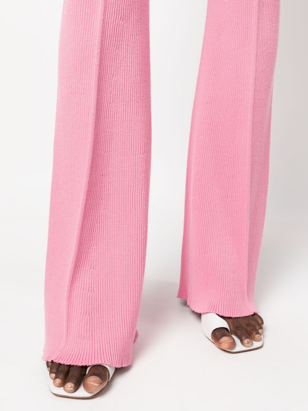 ribbed-knit flared trousers - 5