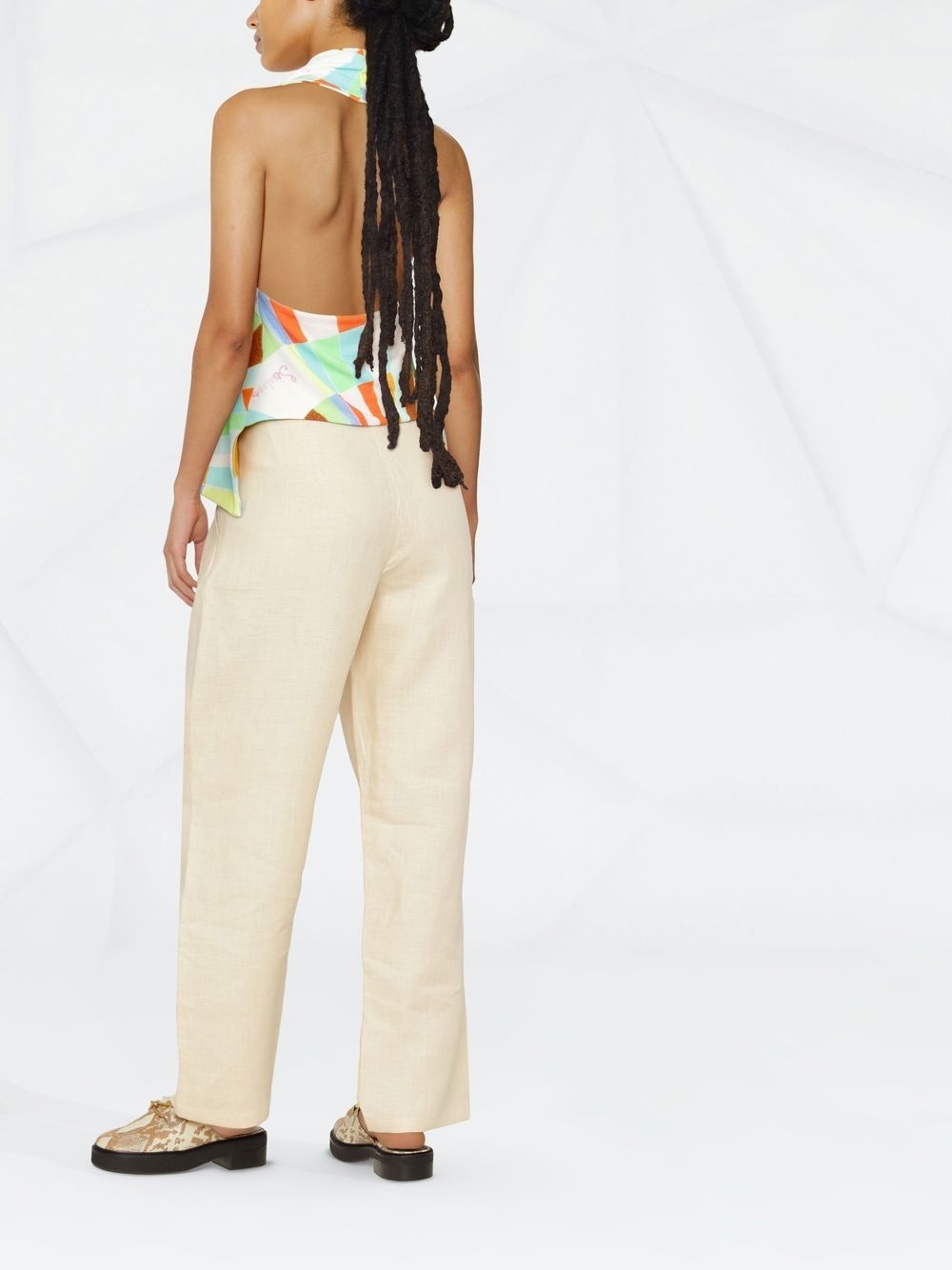 wide-leg linen trousers - 4