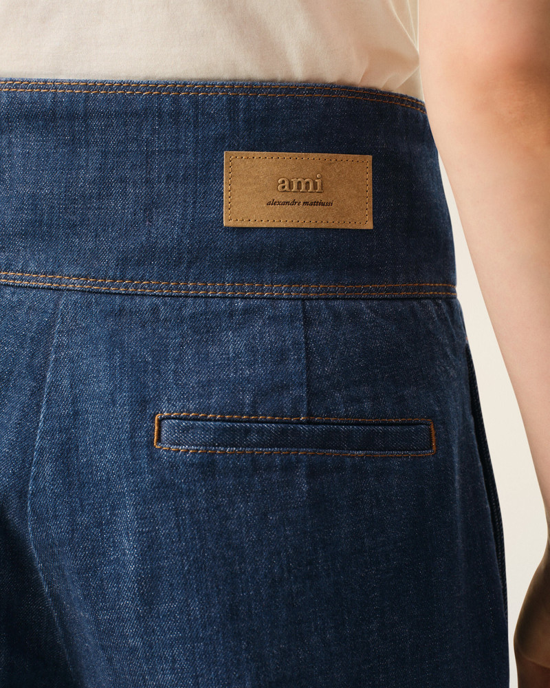 BLUE COTTON WRAPPED BELTED BALLON FIT JEANS 5