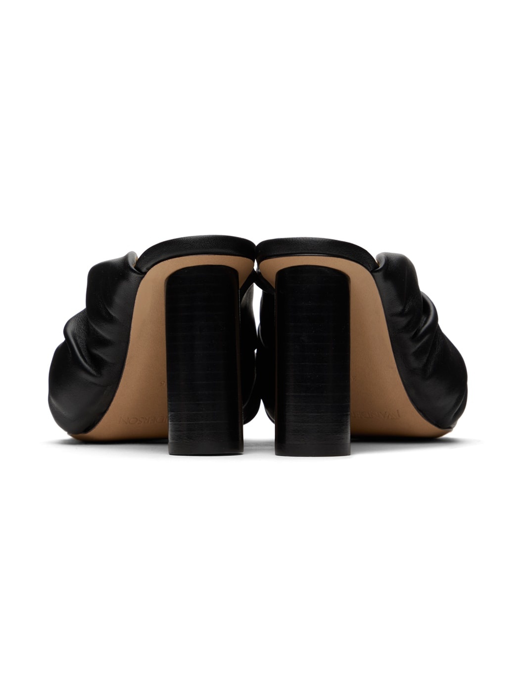 Black Corner Leather Heeled Sandals - 2
