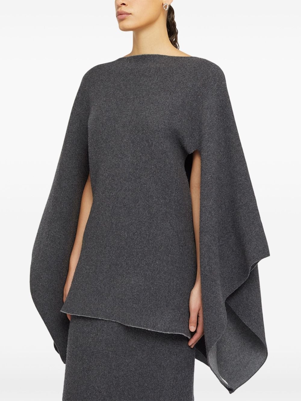 boat-neck wool-blend cape - 3