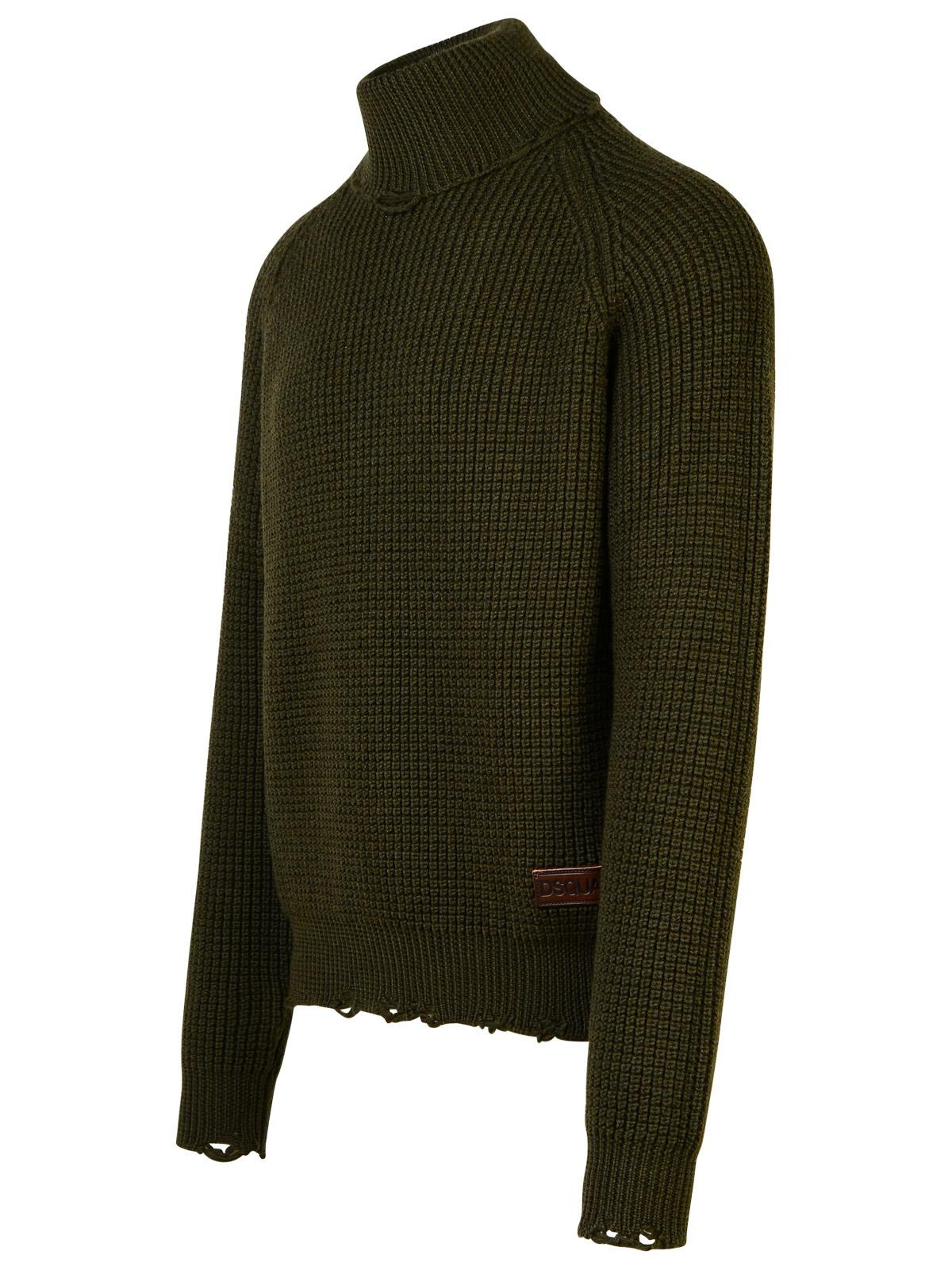 Dsquared2 Dark Green Wool Turtleneck Sweater Men - 2