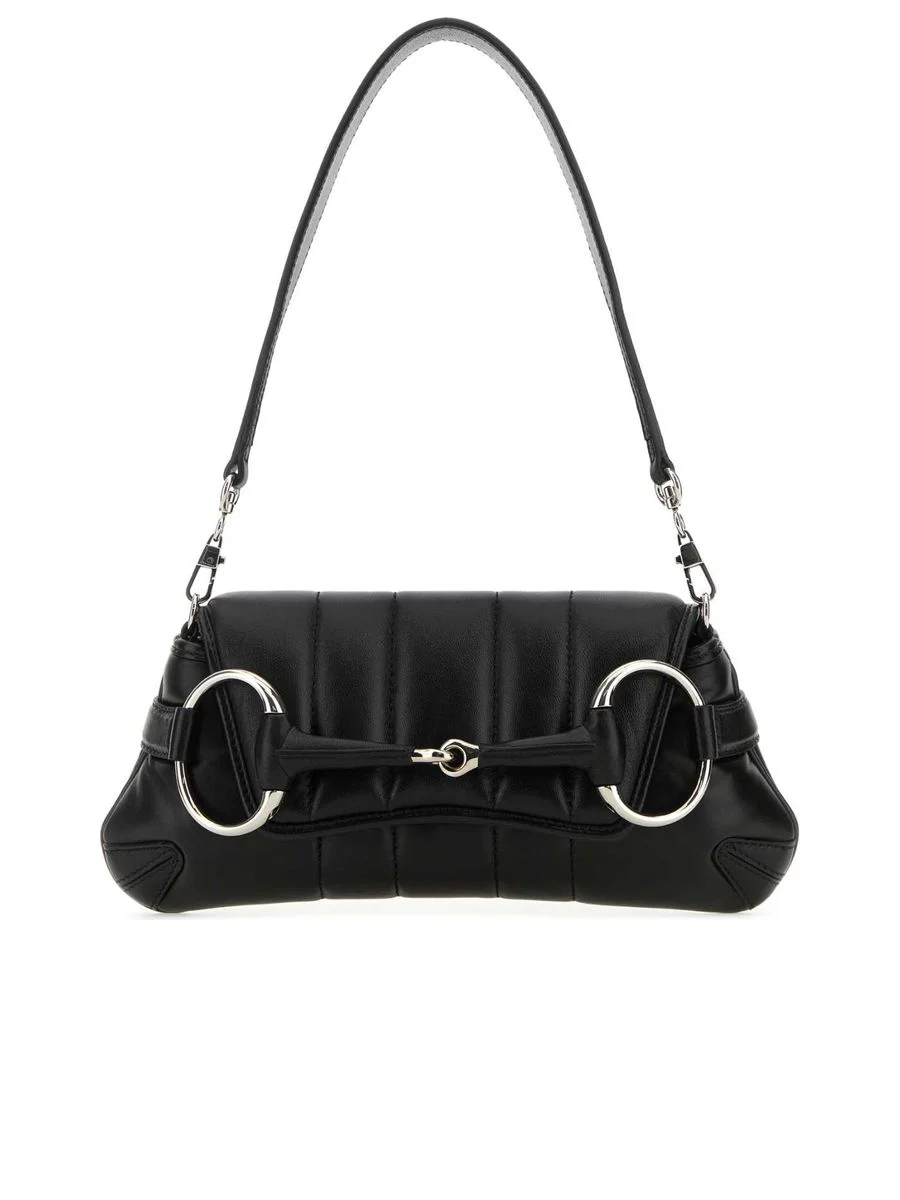 Small Leather Shoulder Bag With Horsebit Chain - 1