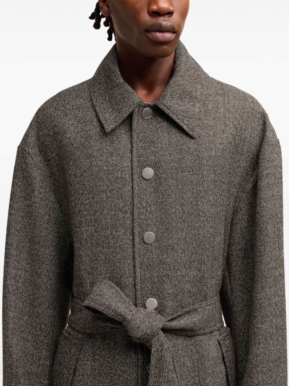 belted single-breasted coat - 6