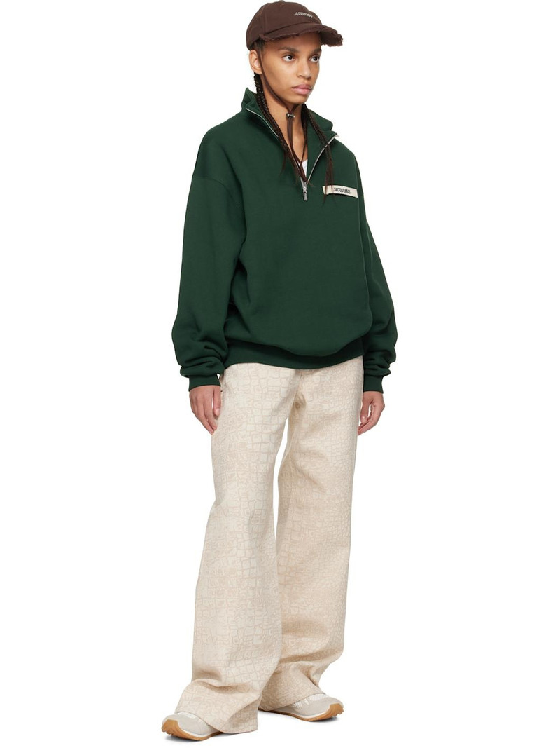 JACQUEMUS Green 'The Gros Grain zipped-rollneck' Sweatshirt outlook