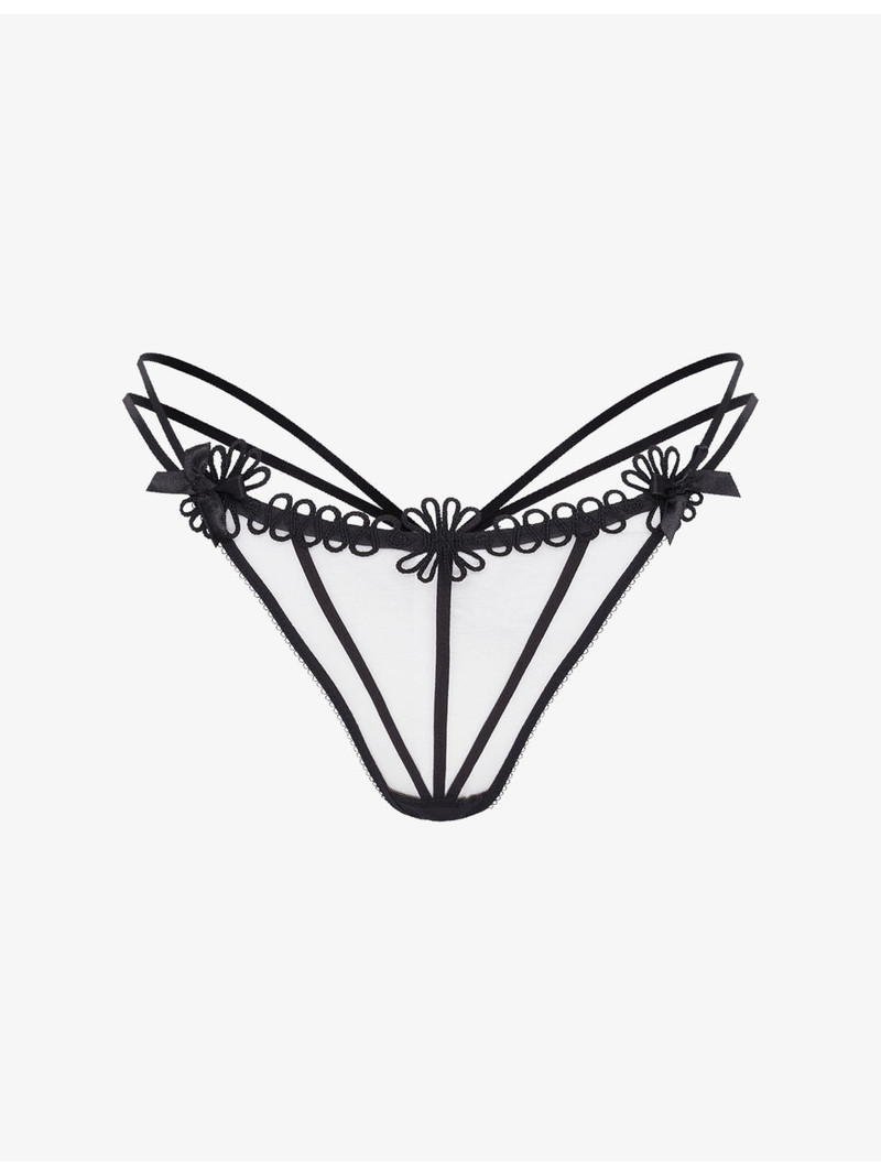 Coletta Embroidered Tulle Thong 1