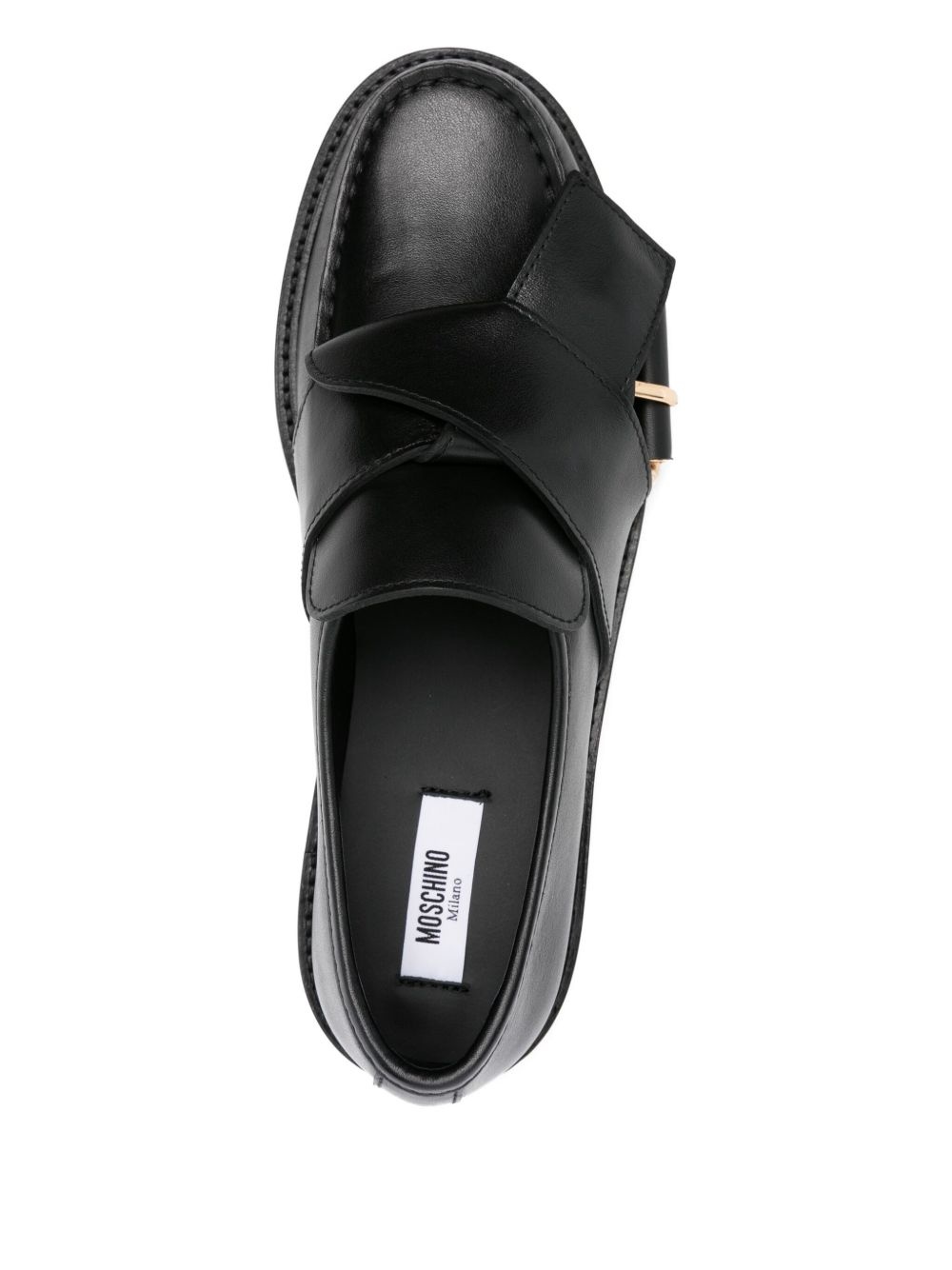 buckle-strap leather loafers - 4
