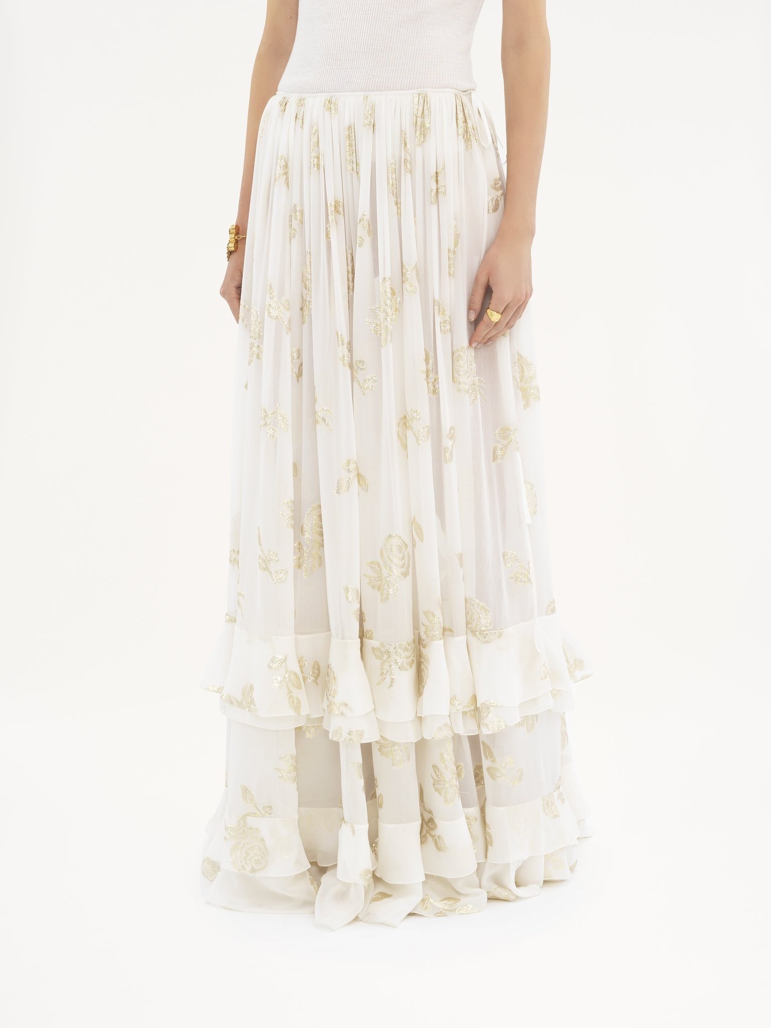 FLUID MAXI SKIRT IN SILK JACQUARD & LUREX - 4