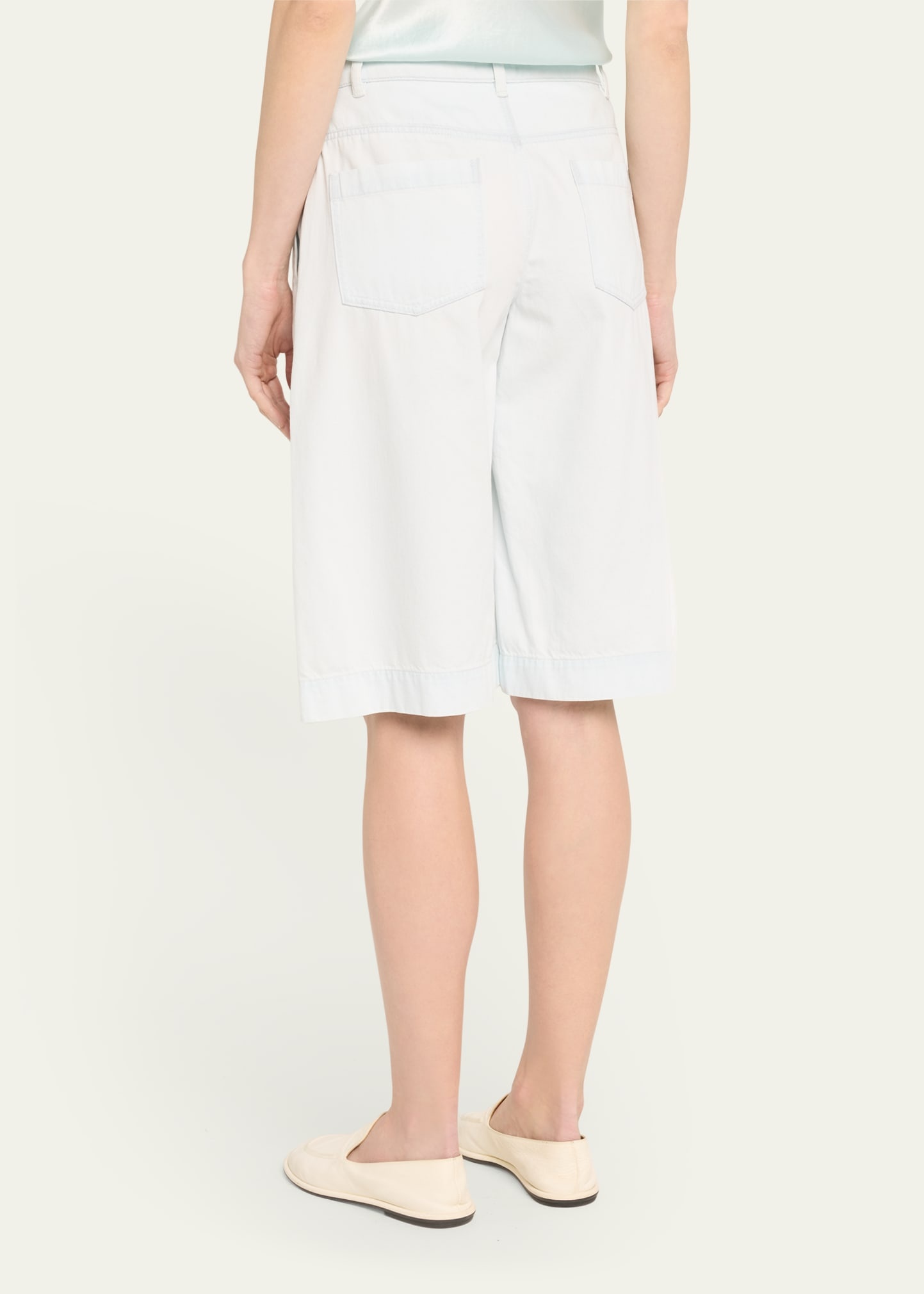 Relaxed Cotton Twill Long Shorts - 3
