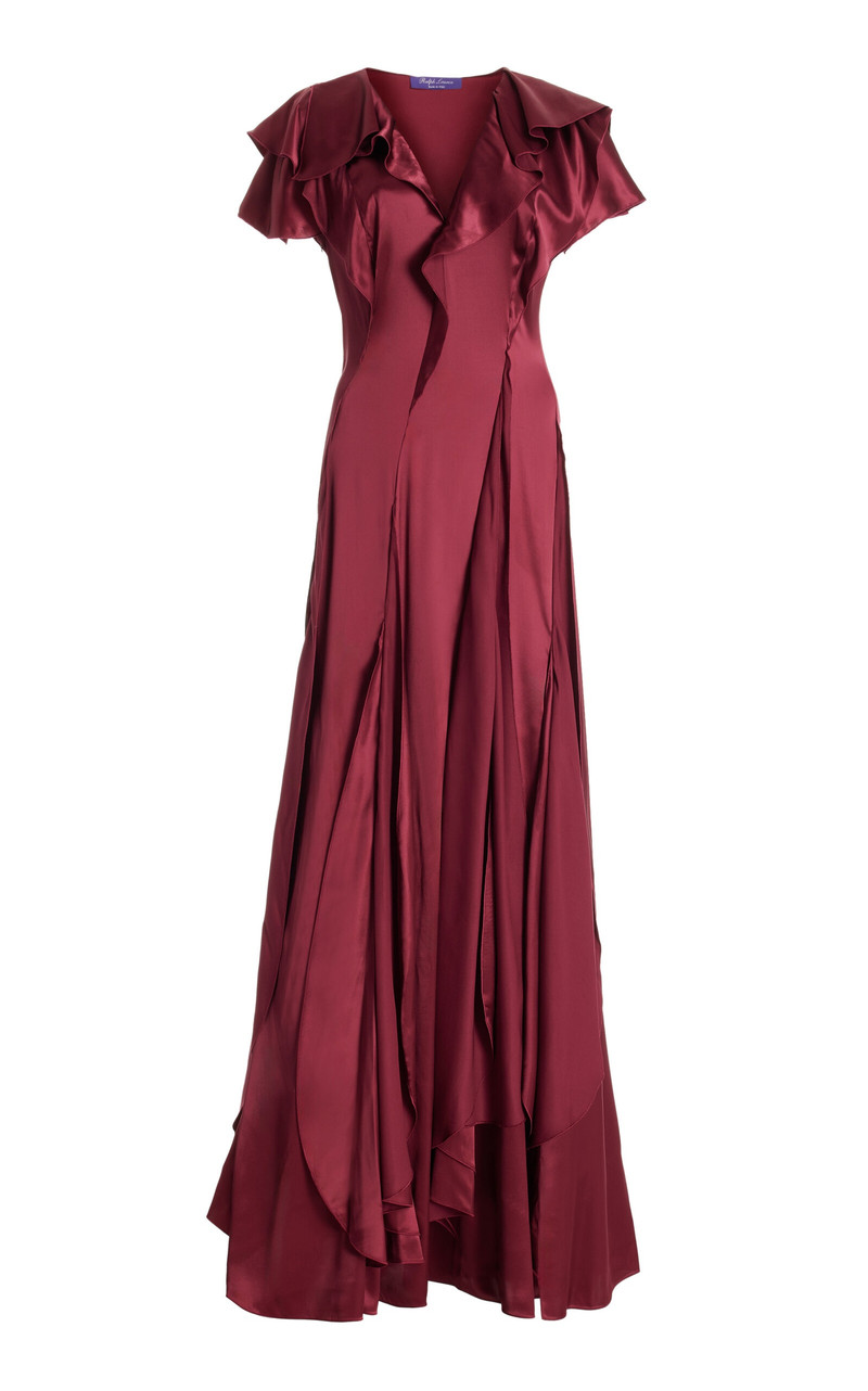 Josef Pleated Georgette Gown red 1