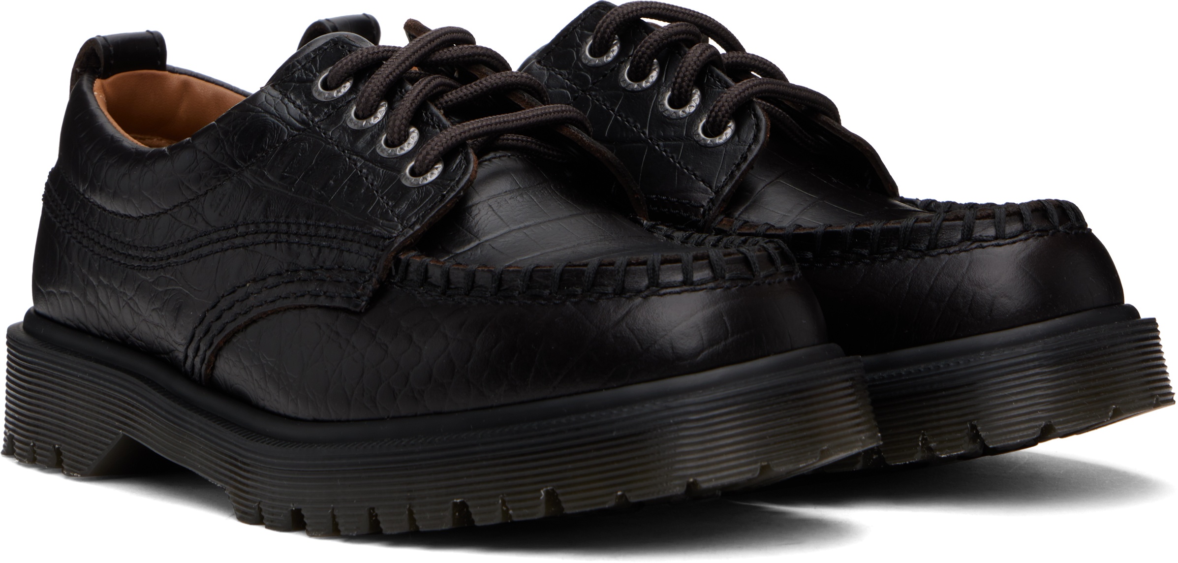 Brown Lowell Crocodile Analine Leather Derbys - 4