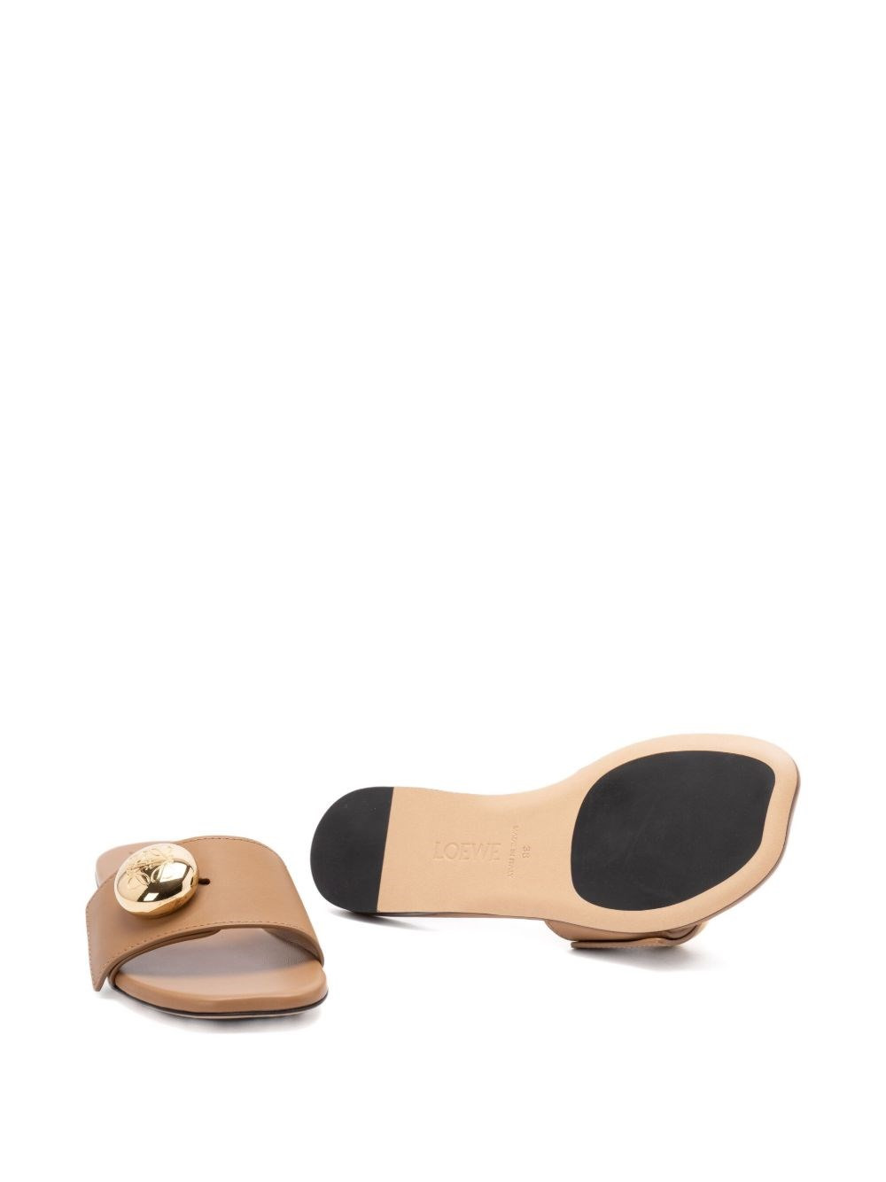 Pebble leather slides - 4