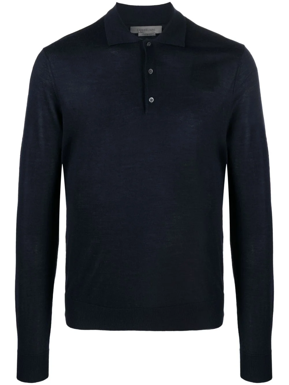 fine-knit long-sleeve polo shirt - 1