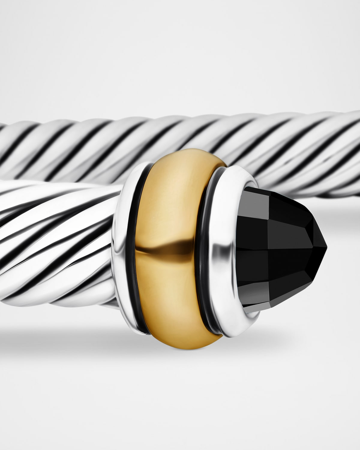 Cable Bracelet with Gemstone in Silver with 18K Gold, 4mm - 5