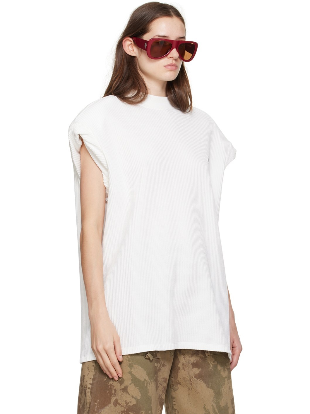 White Mock Neck T-Shirt - 2