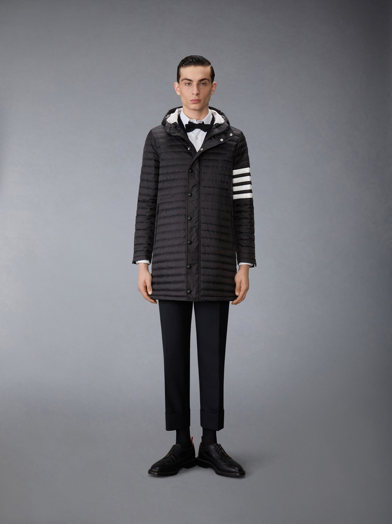 Thom Browne MATTE FINISH NYLON DOWN FILL QUILTED 4-BAR HOOD COAT outlook