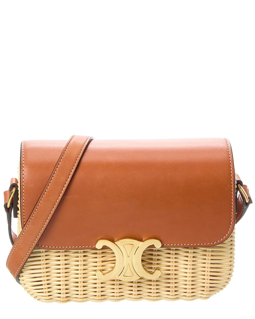 CELINE Teen Triomphe Wicker & Leather Shoulder Bag - 1