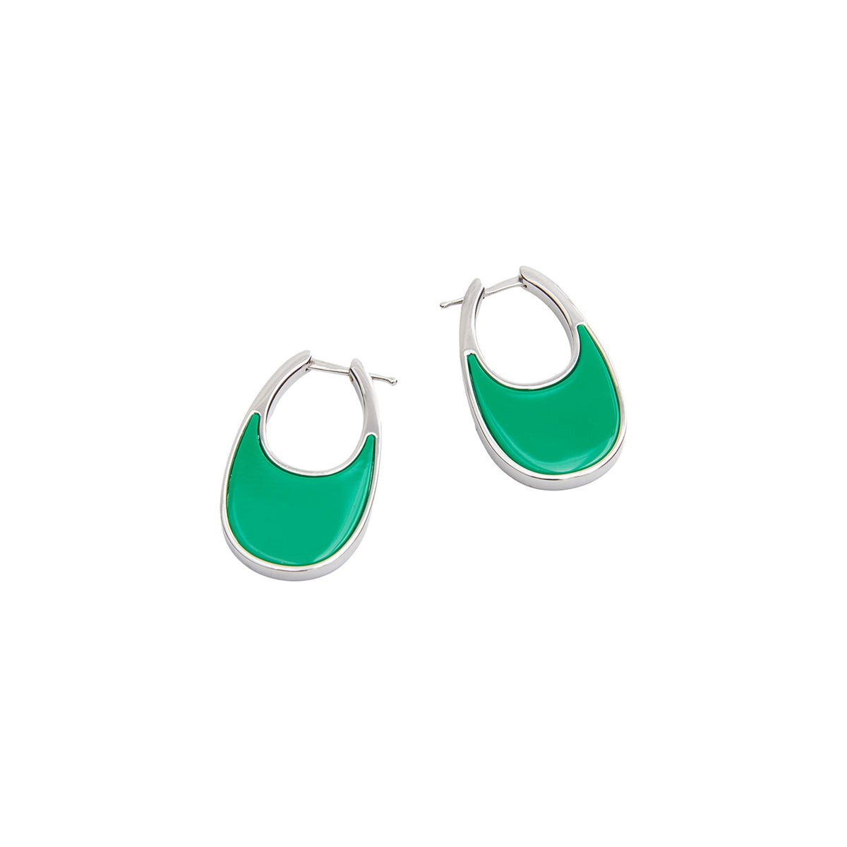 LACQUERED MEDIUM SWIPE EARRING (GREEN) - 1