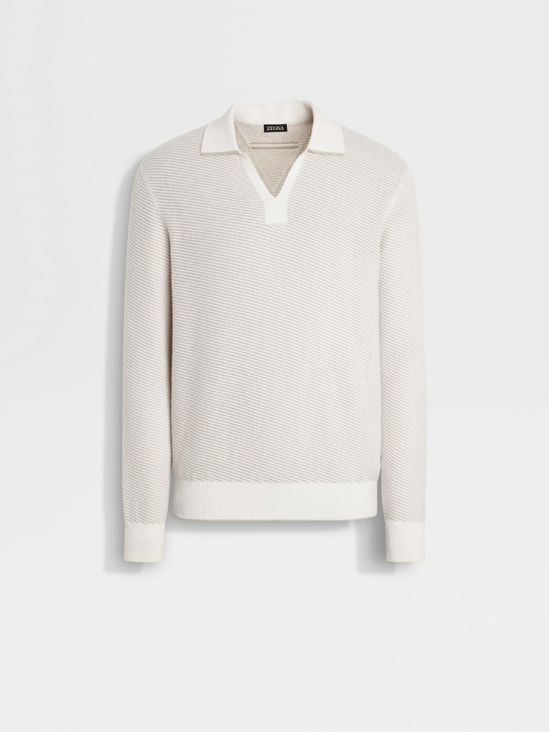 WHITE SILK AND CASHMERE POLO SHIRT 1