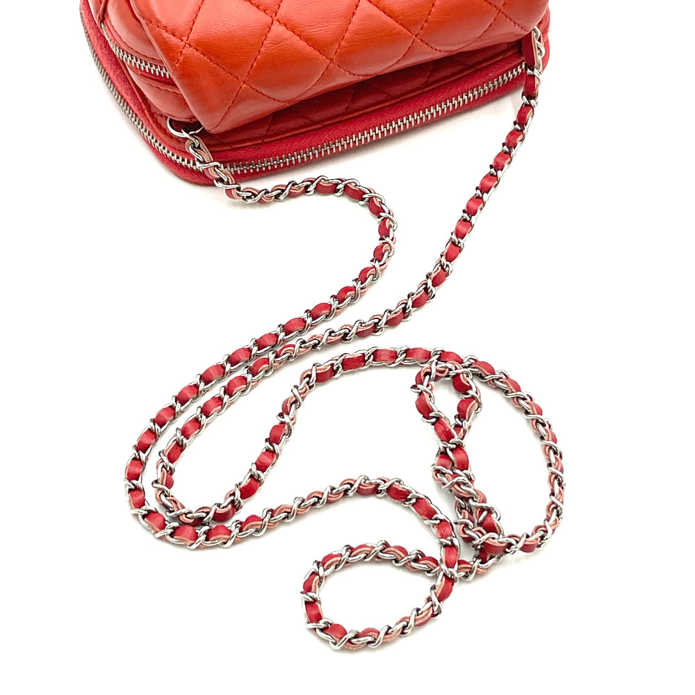 Chanel No. 15 Red Orange Leather Mini Flap Crossbody Bag - 7