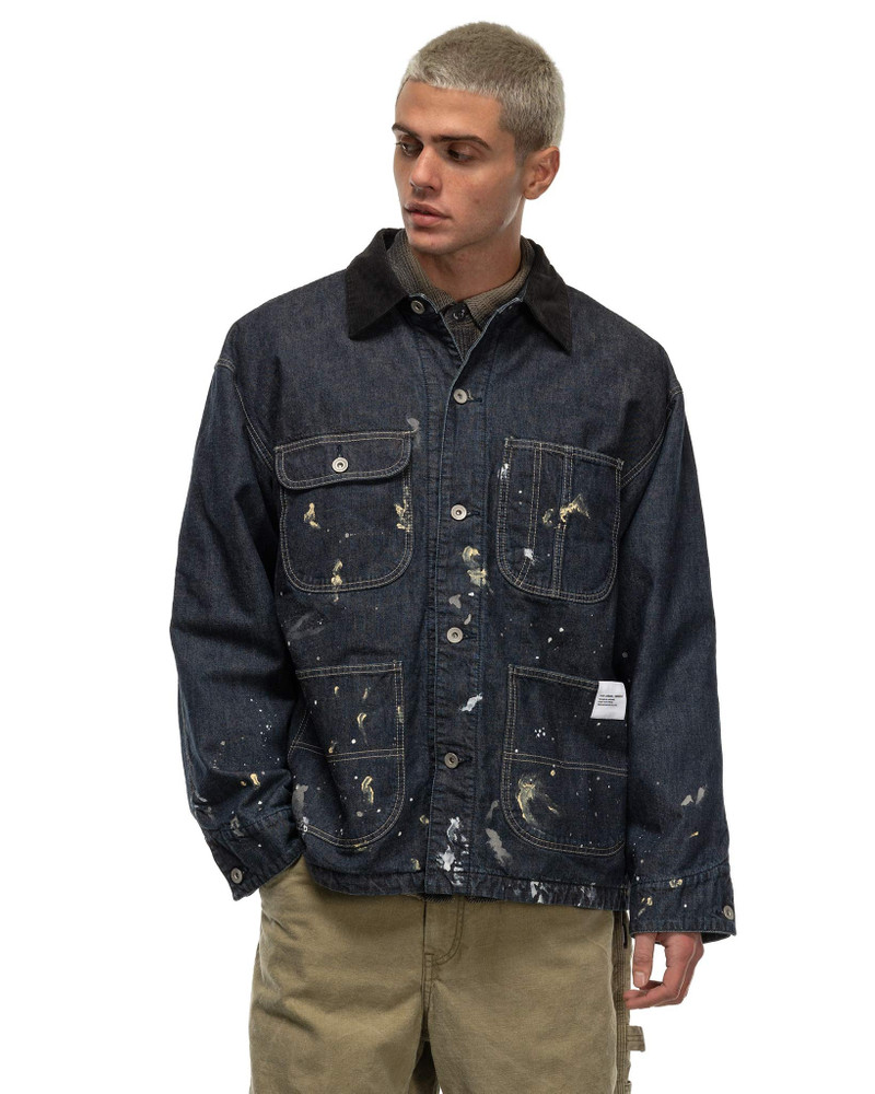 Corduroy Collar Washed Coverall Jacket Indigo 4