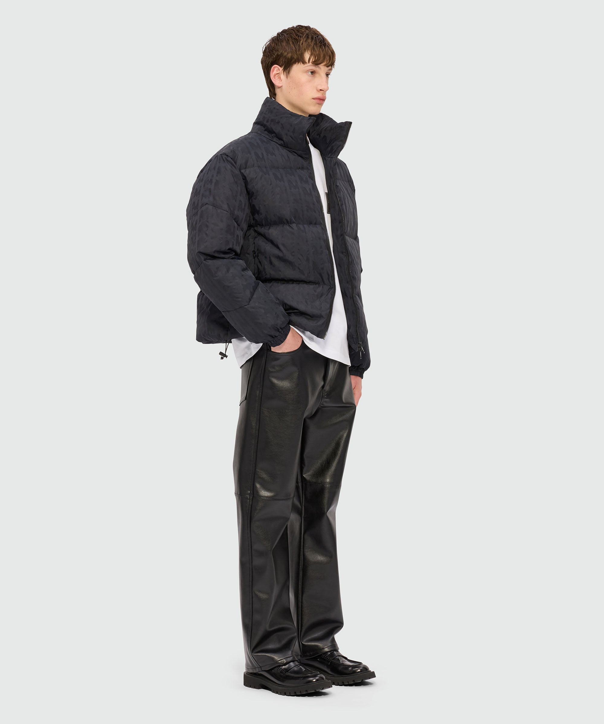 "TheMwave" black jacquard nylon down jacket - 4