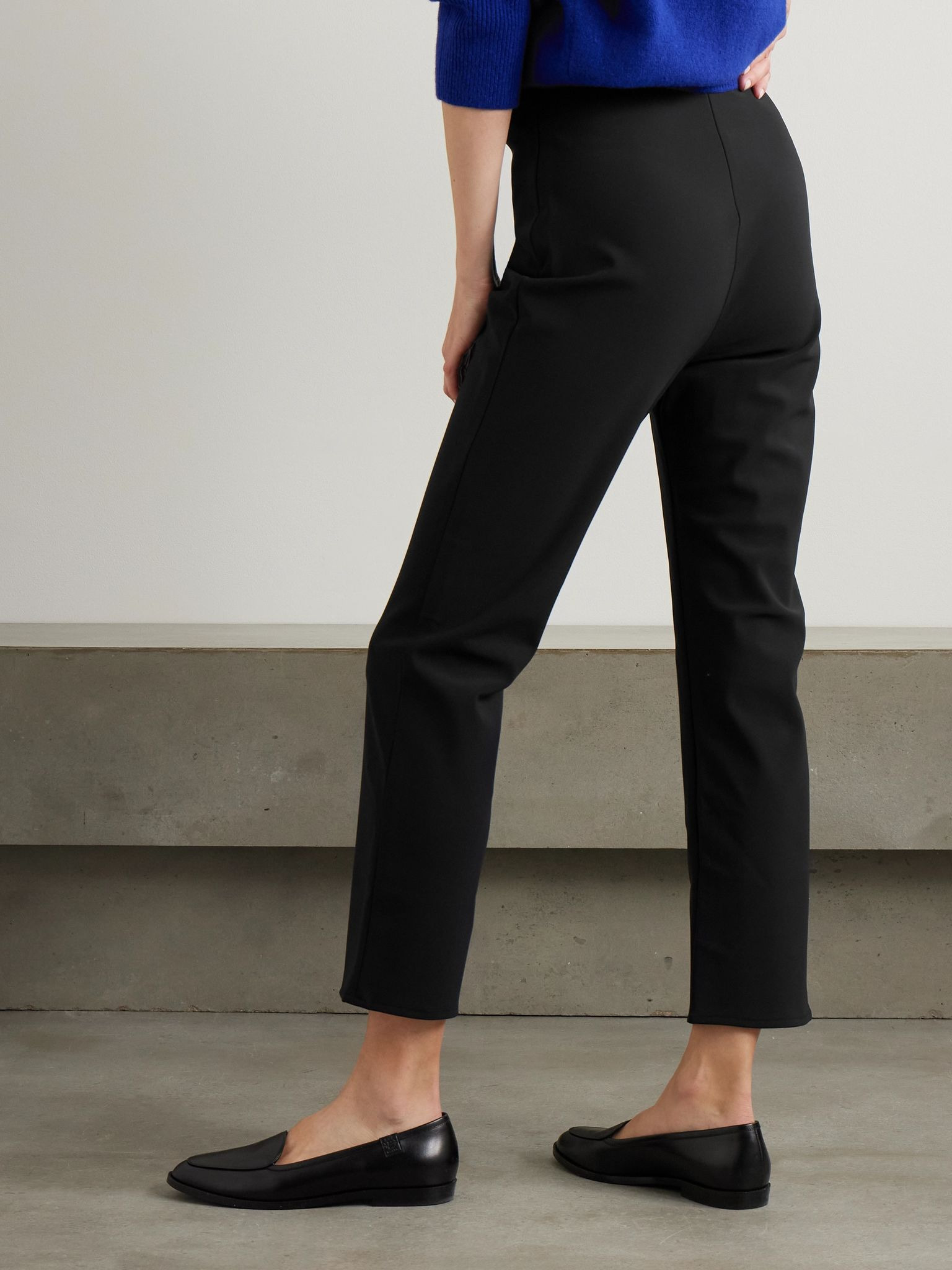 Cropped stretch recycled-scuba tapered pants Black - 3