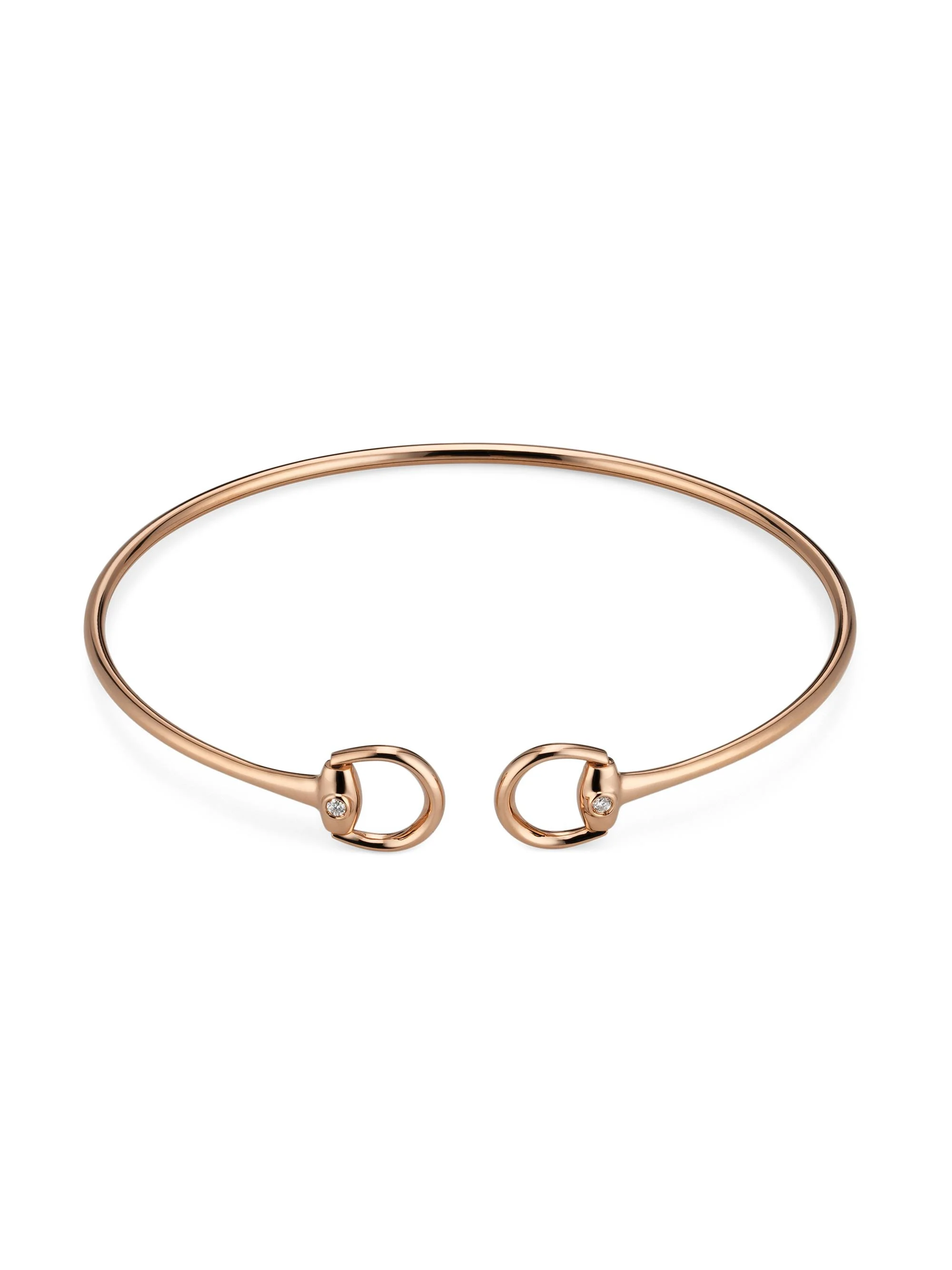 Women's 0.024 TCW Diamond & Rosegold Horsebit Bangle Bracelet - Gold - 1