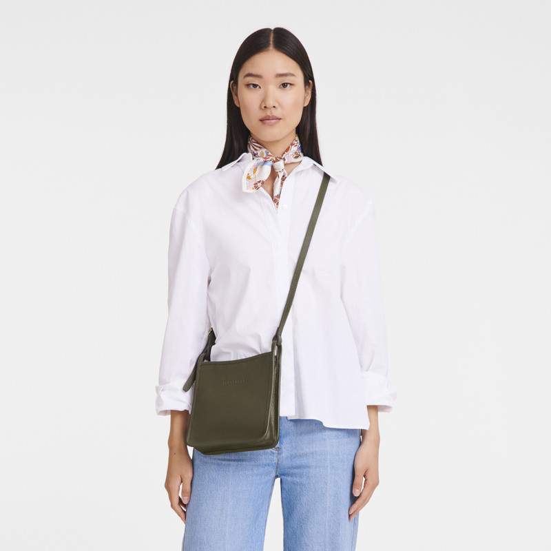 Longchamp Le Foulonné S Crossbody bag Khaki - Leather outlook