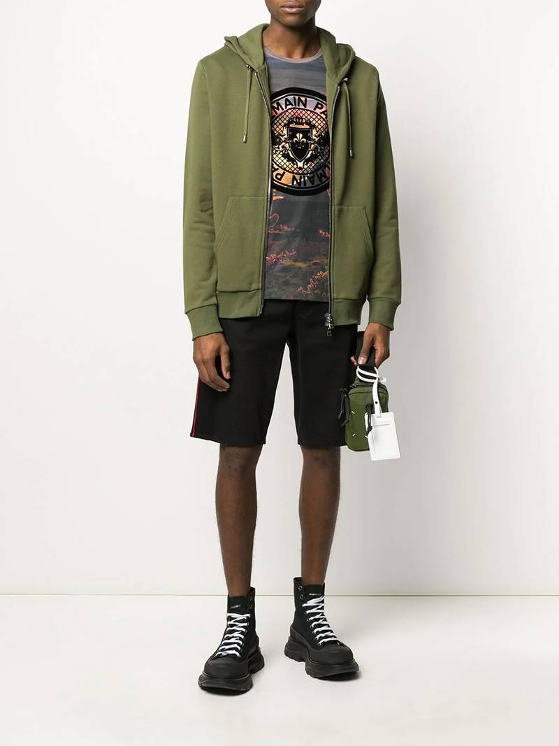 Balmain textured logo zipped hoodie outlook