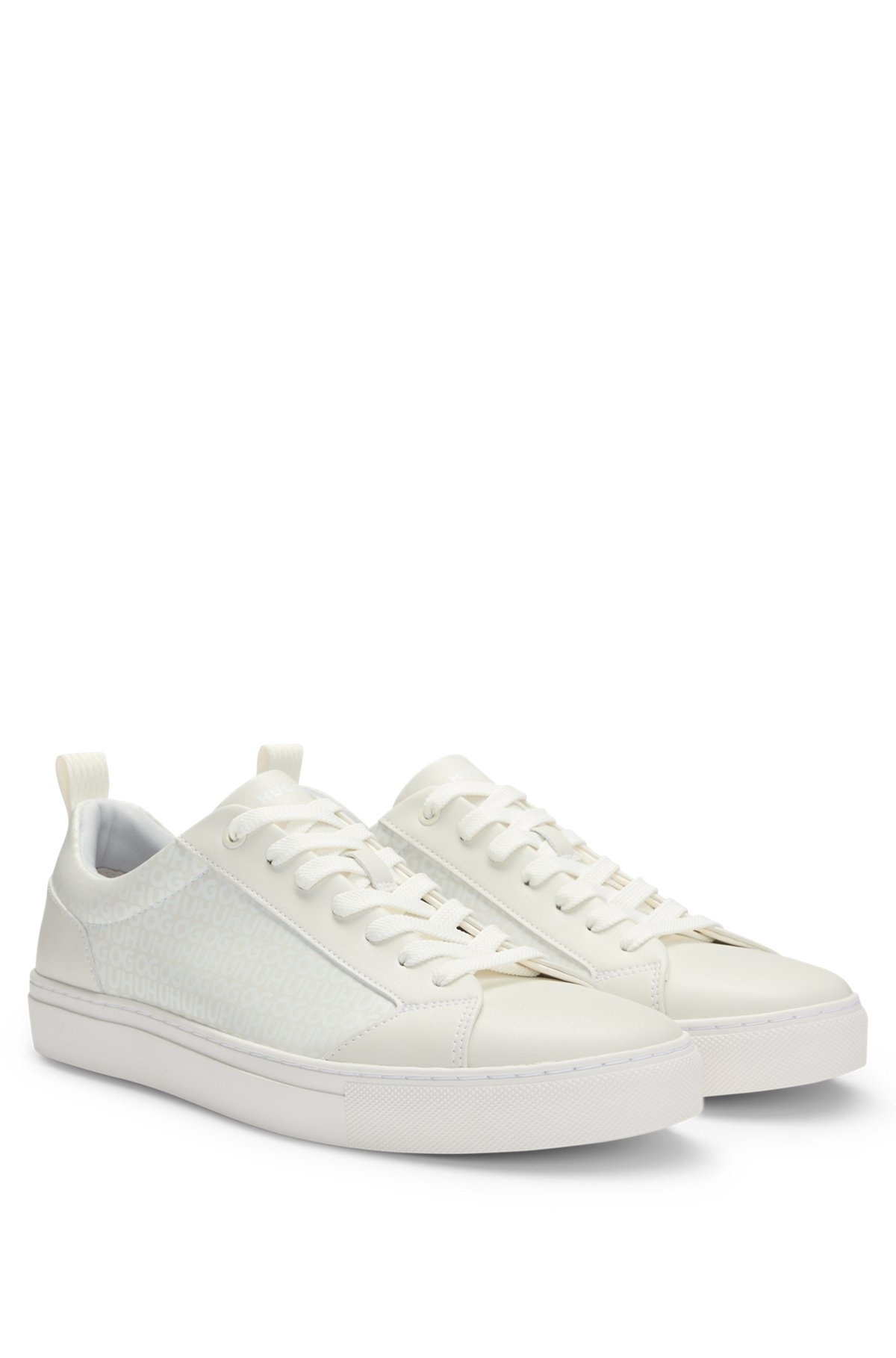 FAUX-LEATHER TRAINERS WITH TONAL MONOGRAMS - 2