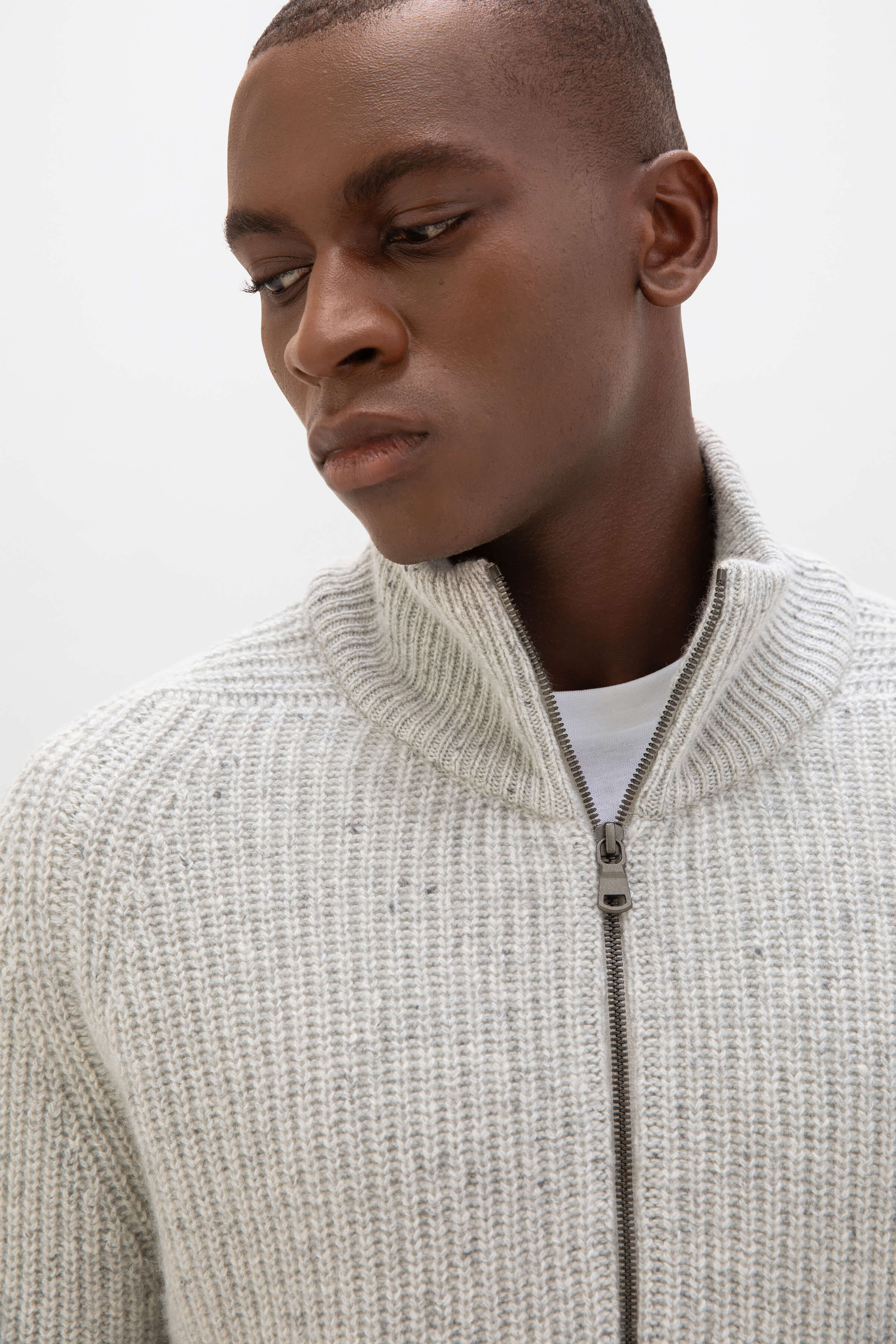 Donegal Ribbed Grey Zip Cardigan - 2